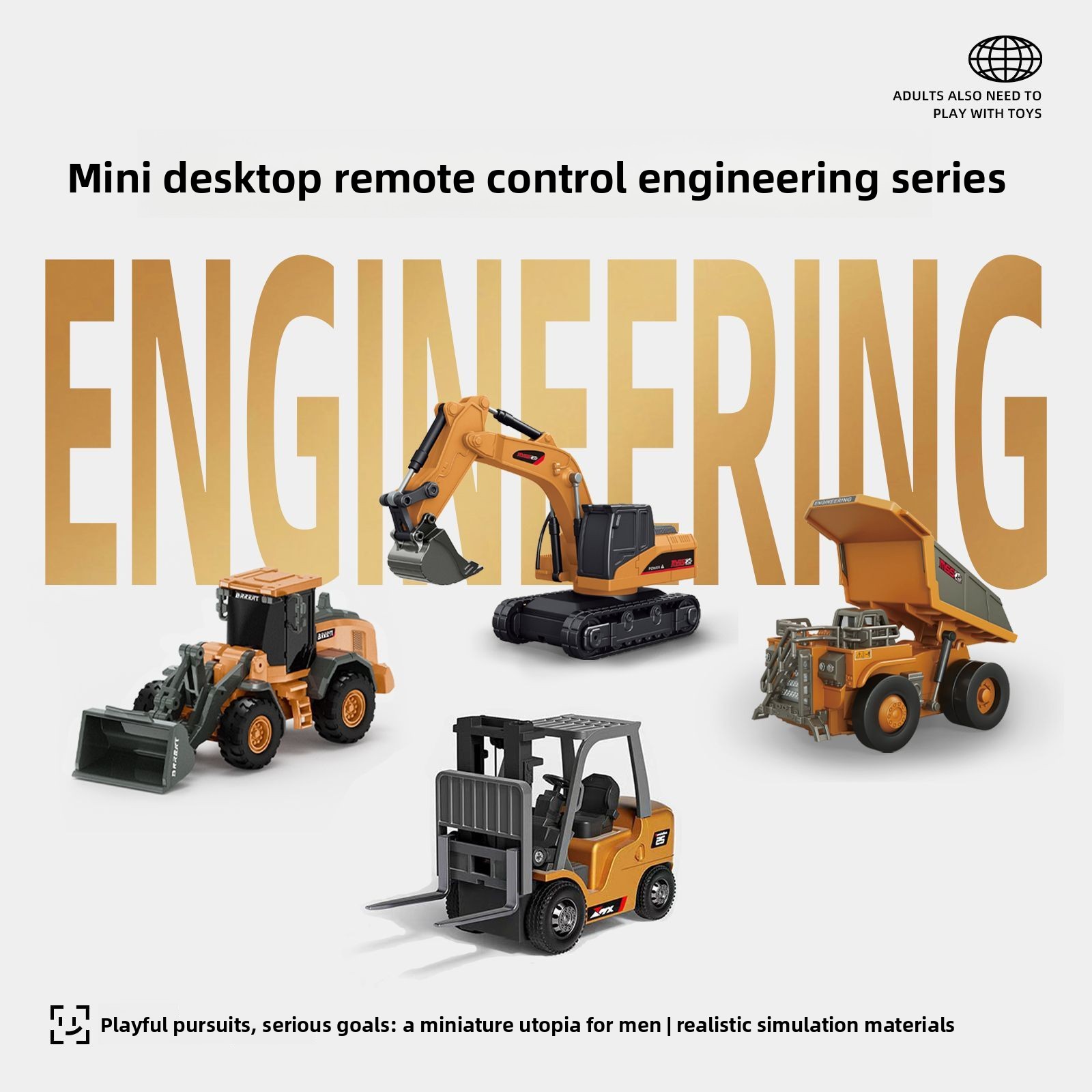 Rc Excavator Hobby - 1:64 Metal RC Engineering Car Set,